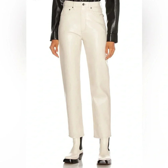 AGOLDE Recycled Leather 90's Pinch Waist Pant in Powder Size 26 NWT - Picture 4 of 14